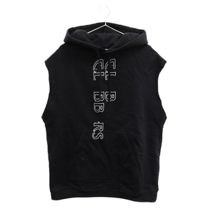 RAF SIMONS ラフシモンズ 19SS NOSLEEVELESS HOODIE ロゴプリントノースリーブ プルオーバーパーカー