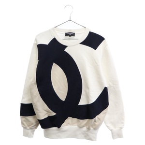 CHANEL Chanel here Mark Logo crew neck sweatshirt sweatshirt white / navy 