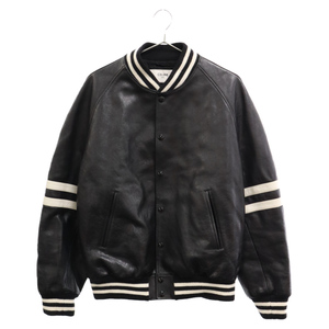 セリーヌ OVERSIZED CALFSKIN VARSITY-STYLE JACKET 2E996132O オーバーサイズ カーフスキンバーシティジャケット レザーブルゾン ブラック