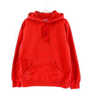 SUPREME シュプリーム 18SS Overdyed Hooded Sweatshirt オーバーダイ フードロゴ刺繍 プルオーバーパーカー レッド