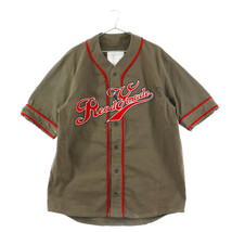 READY MADE レディメイド 19SS Baseball Shirt フロントロゴパッチベースボールシャツ カーキ_画像1