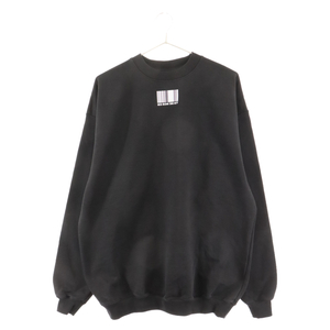 VTMNTS ブイティーエムエヌティーエス 22SS Barcode Crew Sweat Black バーコード ロゴスウェット トレーナー ブラック VL14CW100B