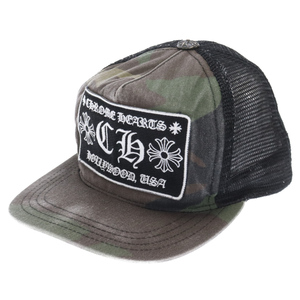 CHROME HEARTS クロムハーツ TRUCKER CAP トラッカーキャップ CHパッチクロスボール付メッシュ キャップ カーキ/シルバー