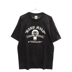 CHROME HEARTS クロムハーツ×A BATHING APE アベイシングエイプ BABY MILO ベイビーマイロ 半袖Tシャツ ブラック L