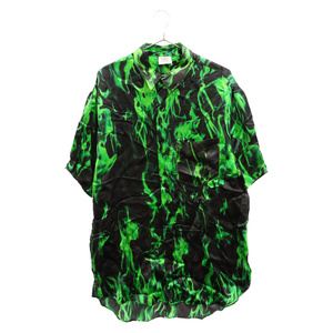 VETEMENTS ヴェトモン Smoke Short Sleeve Shirt ヴィスコース 総柄 半袖シャツ UA52SH450G グリーン/ブラック