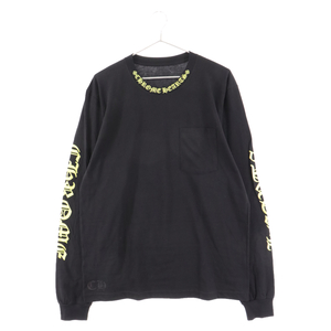 CHROME HEARTS クロムハーツ Old English Neck Logo Neon Yellow L/S Tee オールドイングリッシュネックロゴ長袖Tシャツ ネオンイエロー