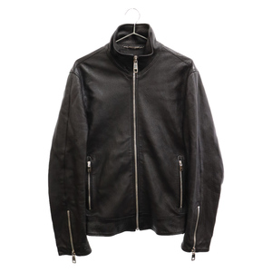 DOLCE & GABBANA ドルチェアンドガッバーナ LAMB LEATHER JACKET G9LL5L サイドスリットラムレザージャケット ブラック