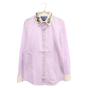 GUCCI グッチ Flower Embroidery L/S Shirt 540315 フラワーエンブロイダリー 長袖シャツ ピンク