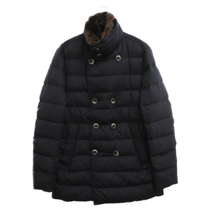 HERNO hell no quilting fur color pea coat down jacket lady's navy PI040UR