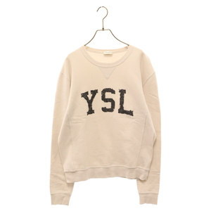 SAINT LAURENT PARIS sun rolan Paris 21AW Logo Print Sweatshirt YSL Logo Vintage Logo sweat 666979 Y36IP beige 