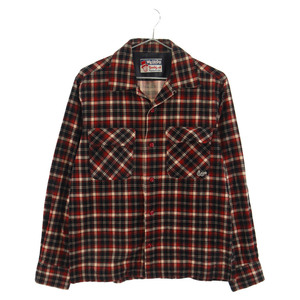 weirdo ウィアード 11SS Glasses Patch Check Shirt メガネパッチ チェック長袖シャツ ブラウン WRD-11-SS-09