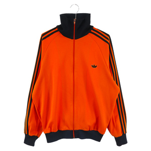 adidas アディダス 80's VINTAGE ヴィンテージ デサント製 トレフォイル トラックジャケット 三本線 オレンジxブラック ジャージ