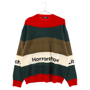 UNDERCOVER アンダーカバー 19AW Horror show 編地替配色 モヘアウール クルーネック ニット 長袖セーター マルチカラー UCX4906