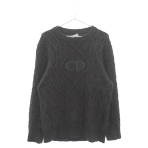 DIOR Dior 21AW CD дизайн кашемир вязаный свитер черный 213M656AT183