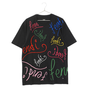 FENDI フェンディ 21AW 刺繍デザイン コットン半袖Tシャツ カットソー マルチ FY0936 AH0V