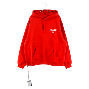 KITH キス KH2524×Coca-Cola Ribbon Logo Hoodie コカコーラ ロゴ刺繍スウェットプルオーバーパーカー レッド