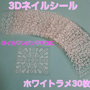 3Dネイルシールホワイトラメ ネイルレジントレカデコに