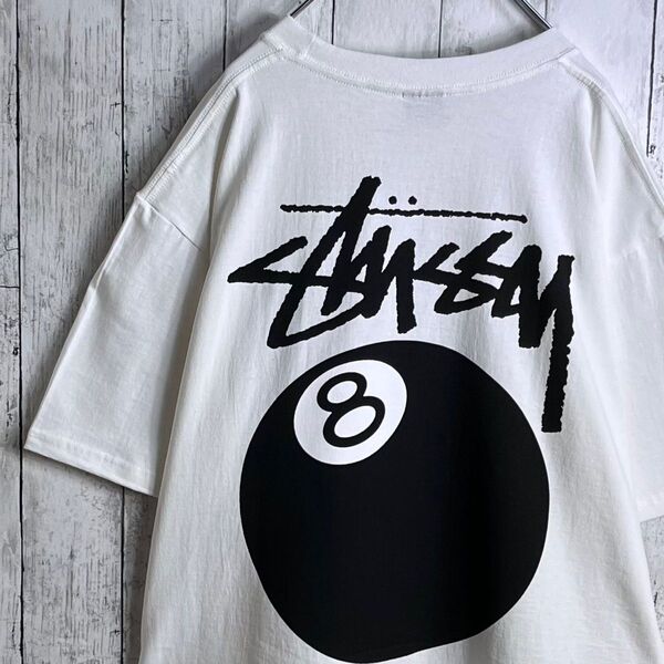 【新品】【両面プリント】ステューシー 8ボール Tシャツ XL オフホワイト