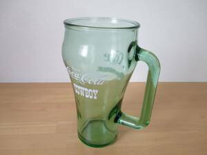 コカ・コーラ　持ち手付　グリーングラス　ワンハンドマグ　ヴィンテージ　☆COWBOY　WHATABURGER☆ One handled glass Mug Coca-Cola 