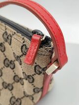 K86 1円～ 中古品 GUCCI グッチ 039・1103・2123 GGキャンバス×レザー アクセサリーポーチ 小物入れ ベージュ系×ブラック×レッド系_画像7