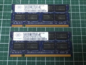 ノートPC用メモリ PC2-6400S(DDR2-800) 2GB x2枚　動作未確認、ジャンク