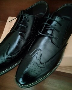 ウイングチップ 革靴 ブラック ビジネスシューズ・新品・26センチ