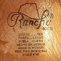 良品メキシコ製★Rancho★約26.5cmレザーウエスタンブーツ茶マーブルUS8.5EEメンズ本革ランチョ本皮ロングカウボーイライディング SZS62_画像8