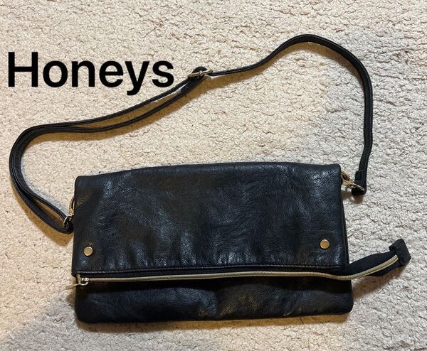 Honeys ハニーズ バッグ ショルダーバッグ レザー ブラック 肩掛け