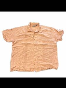 キューバシャツ　半袖　オレンジ　レーヨン45% オーバーサイズ