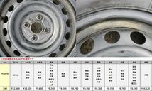 ●K257【2022年製造・イボ有り】スチールホイール 4穴 PCD100 スタッドレスタイヤ付き 4本set BRIDGESTONE BLIZZAK VRX2 185/60R15_画像6