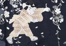 手織り紬 訪問着 袷 正絹 濃紺 グレー 総刺繍 童 枝垂れ桜 Lサイズ ki28931 新品 ほうもんぎ houmongi レディース シルク ギフト 送料込み_画像5