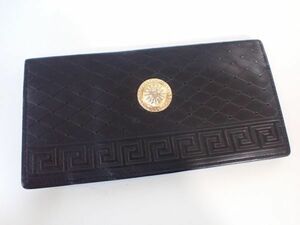 豊A301/6J自☆ジャンニ ヴェルサーチ Versace お札入れ 長財布 メデューサ 折財布 レザー 小銭入れ無 革財布 メンズ レディース☆