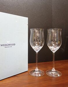 豊F993/1J◆WEDGWOOD ウェッジウッド ペア ワイングラス 高さ21.5×直径6.5◆