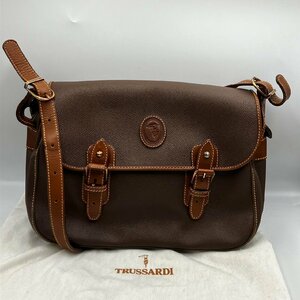 TRUSSARDI トラサルディ レザー×PVC ショルダーバッグ ブラウン系