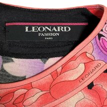 ○送料無料 LEONARD レオナール 長袖カットソー 花柄 クルーネック ウール×シルク ブラック×ピンク系 レディース Mサイズ_画像6