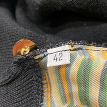 HERMES エルメス カレ切替 ニットポロシャツ 長袖 シルク×ウール ブラック レディース_画像5