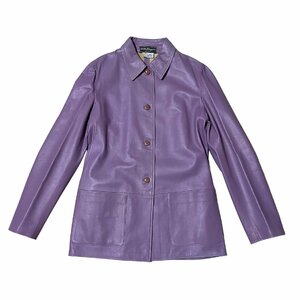 1円 Salvatore Ferragamo フェラガモ レザージャケット パープル系 レザー レディース サイズF40