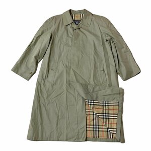 1円 BURBERRY バーバリー ステンカラーコート ロングコート 裏地ノバチェック カーキ系 コットン100％ メンズ