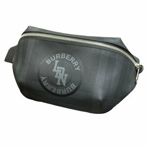 BURBERRY バーバリー ロゴグラフィック ボディーバッグ メンズ 8022517 PVC ブラック ベルトバッグ ボディバッグ