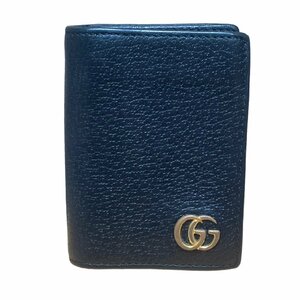 GUCCI グッチ 黒 ブラック系 GG金具 レザー マーモント 名刺入れ カードケース 428737