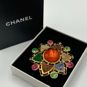 CHANEL シャネル 95A グリポワ グリポワガラス ラインストーン 六芒星 大理石 ブローチ GP ゴールド系