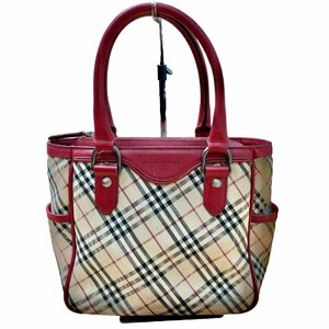 BURBERRY バーバリー ハンドバッグ ノバチェック レザー ベージュ/赤系 ハンドバッグ