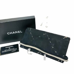 CHANEL シャネル 旧ニュートラベルライン 長財布 ナイロン×レザー 黒 ブラック