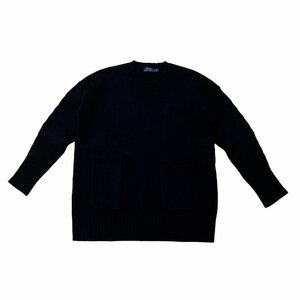 RALPH LAUREN ラルフローレン ロングニット クルーネック セーター 長袖 ウール×カシミヤ ブラック系 メンズ サイズSP