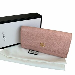 美品 GUCCI グッチ GGマーモント 長財布 ピンク系 レザー 456116