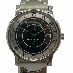 BVLGARI ブルガリ ソロテンポ 黒文字盤 デイト SS クオーツ 腕時計 シルバーカラー ST35S