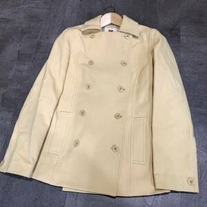 K ▼ 都会のカジュアルウェア '日本製' Courreges 21 クレージュ コットン100% ダブルブレスト コート size:40 アウター 婦人服 BEG