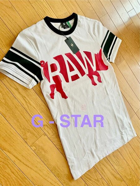 【未使用】G-Star RAW ジースターロウ/ Tシャツ/ 丸首 / サイズ:XXS /半袖 白 / コットン 厚手