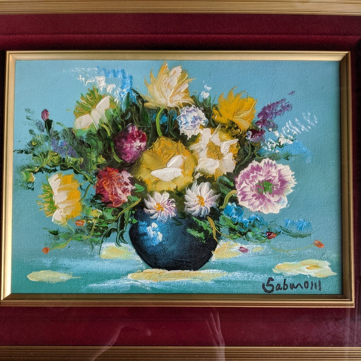 [Reproducción] Pintura al óleo de flores de Miyamoto Saburo, Cuadro, Pintura al óleo, Naturaleza muerta