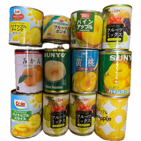 非常食　缶詰フルーツ詰め合わ　パイナップル　黄桃白桃みかん　ミックスデザートまとめ売り　保存食　防災食　備蓄食品　果物